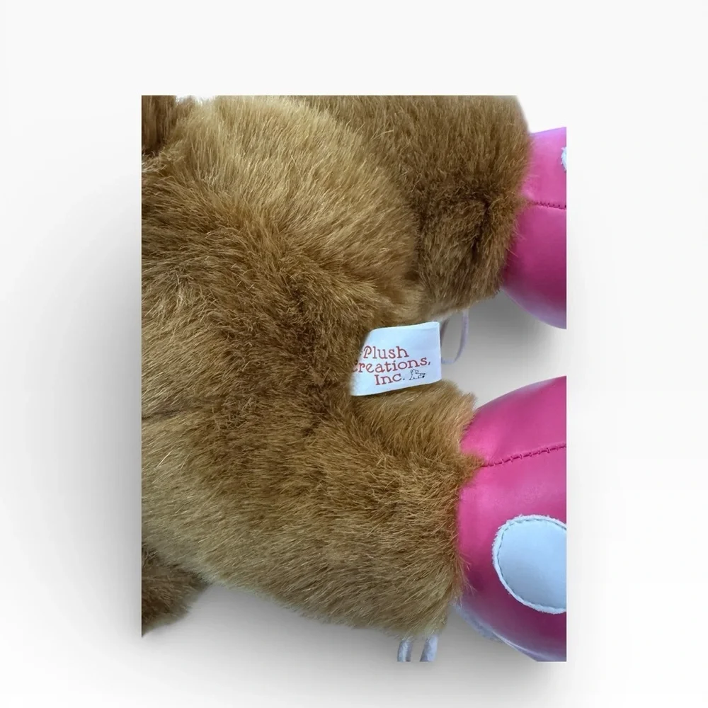 Vintage 1993 Plush Creations Brown Mama Bunny/Baby Backpack & Visor